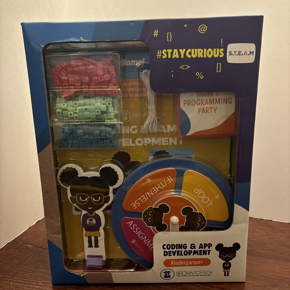 Brown‎ Toy Box Maya Coding App STEAM Kit Hands-On Binary Code Beads String